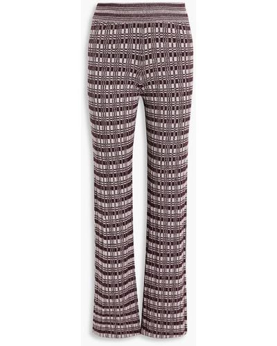 CORDOVA Chalet Checked Ribbed Merino Wool Flared Trousers - Pink
