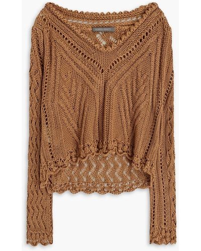 Alberta Ferretti Crocheted Linen Sweater - Brown