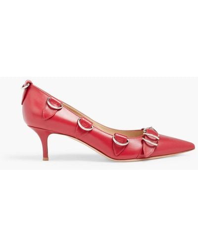 Gianvito Rossi Embellished Leather Pumps - Red