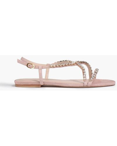Stuart Weitzman Embellished Suede Sandals - Pink