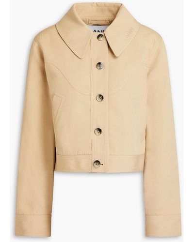 Ganni Embroidered Twill Jacket - Natural