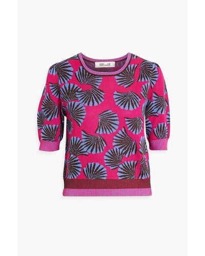 Diane von Furstenberg Zander Metallic Jacquard-knit Sweater - Pink