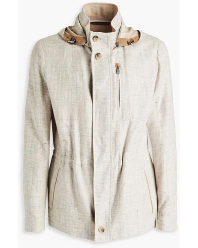 Canali Mélange Cotton And Linen-blend Jacket - Natural