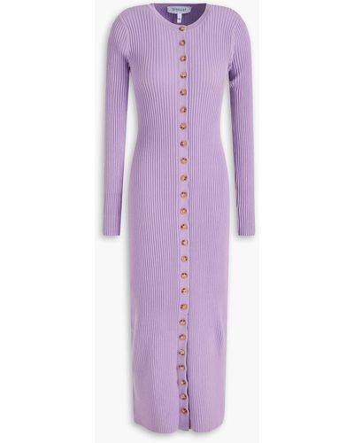 10 Crosby Derek Lam Avianna Ribbed-knit Midi Dress - Purple