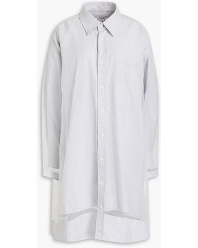 Maison Margiela Mehrlagiges hemdkleid aus baumwolle und organza mit streifen - Weiß