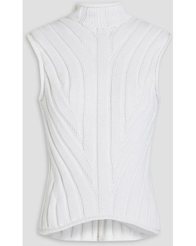 Theory Ribbed-knit Cotton-blend Jumper - White