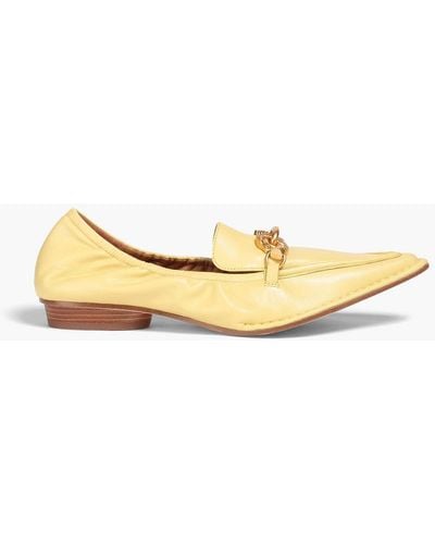 Tory Burch Embellished Leather Loafers - Yellow