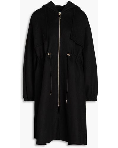 Sandro Wool-blend Felt Hooded Coat - Black