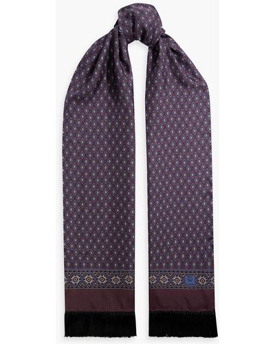 Dolce & Gabbana Fringed Printed Silk-twill Scarf - Purple