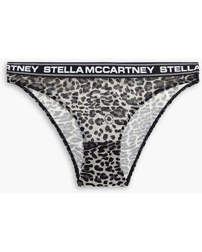 Stella McCartney Leopard-print Stretch-mesh Low-rise Briefs - Grey