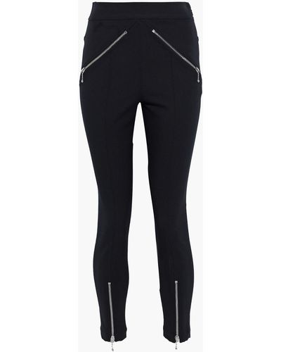 T By Alexander Wang Zip-detailed Stretch Cotton And Modal-blend Skinny Trousers - Black
