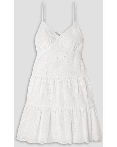 MICHAEL Michael Kors Tiered Broderie Anglaise Cotton-poplin Mini Dress - White