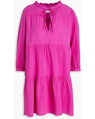 Honorine Giselle gestuftes kleid aus baumwollgaze mit raffung - Pink
