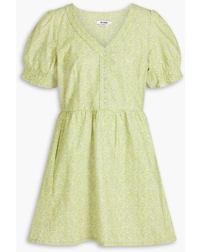 RE/DONE 70s Paisley-print Cotton Mini Dress - Yellow