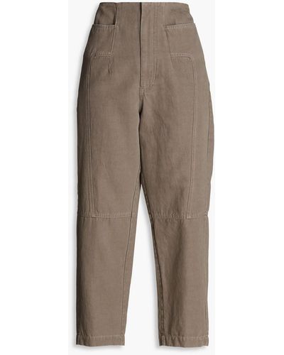 Gentry Portofino Cotton And Linen-blend Canvas Tapered Trousers - Natural
