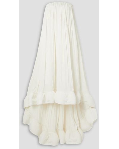 Lanvin Strapless Ruffled Chiffon Gown - White