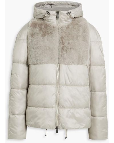Luisa Cerano Faux Fur-paneled Quilted Shell Hooded Jacket - White