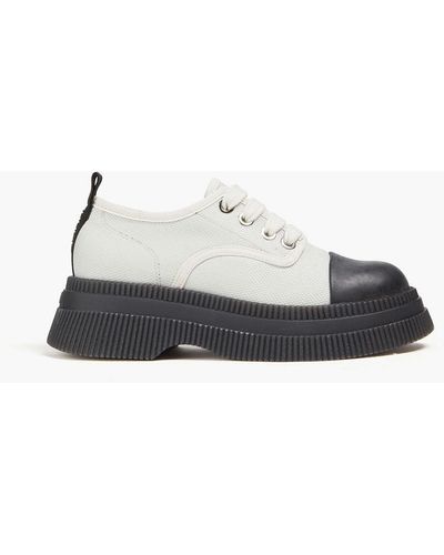 Ganni Rubber And Canvas Brogues - Grey