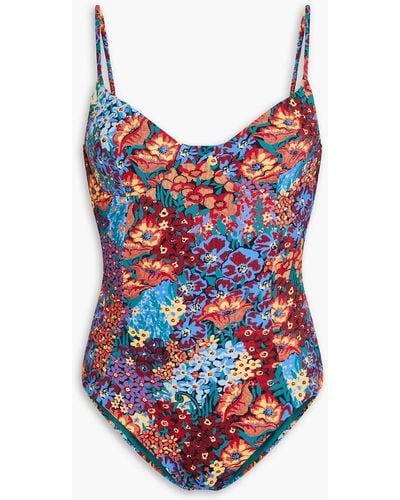 Onia Floral-print Swimsuit - Red