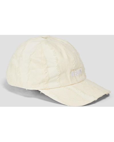 MSGM Frayed Embroidered Cotton Baseball Cap - Natural