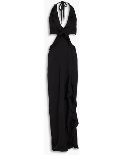 Nicholas Summer Cutout Silk-blend Crepe De Chine Halterneck Maxi Dress - Black