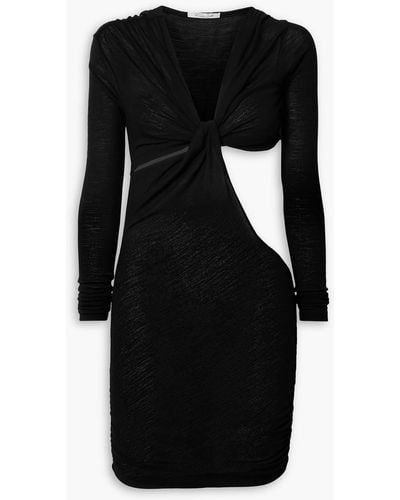 LAQUAN SMITH Twist-front Cutout Wool Mini Dress - Black