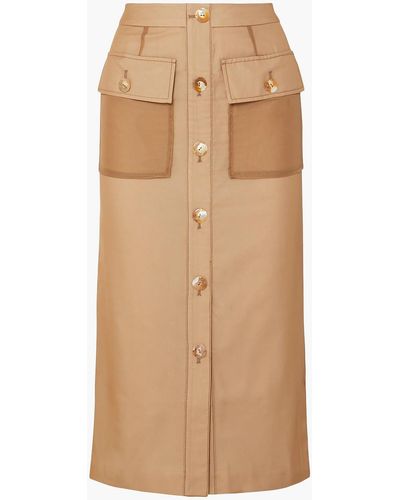 Rejina Pyo Lily Cotton And Linen-blend And Chiffon Midi Skirt - Natural