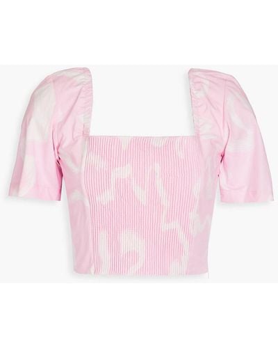 REMAIN Birger Christensen Calista Cropped Quilted Organic Cotton Top - Pink
