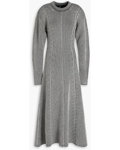 JOSEPH Striped Merino Wool-blend Midi Dress - Gray
