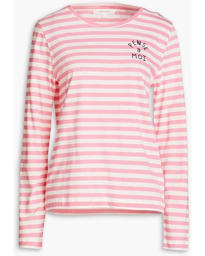 Chinti & Parker Striped Printed Cotton-jersey Top - Pink