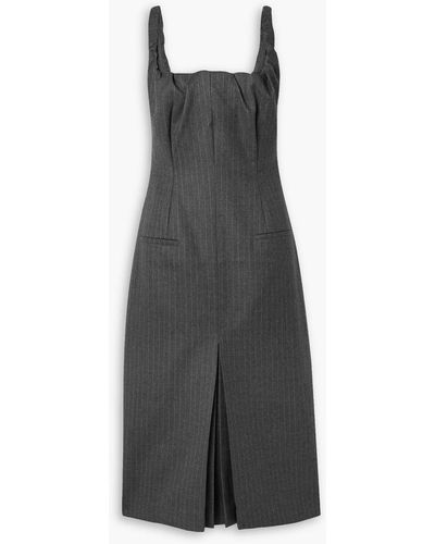 Commission Pinstriped Wool-blend Midi Dress - Grey