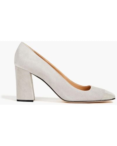 Sergio Rossi Royal Vernice Patent Leather-trimmed Suede Pumps - White