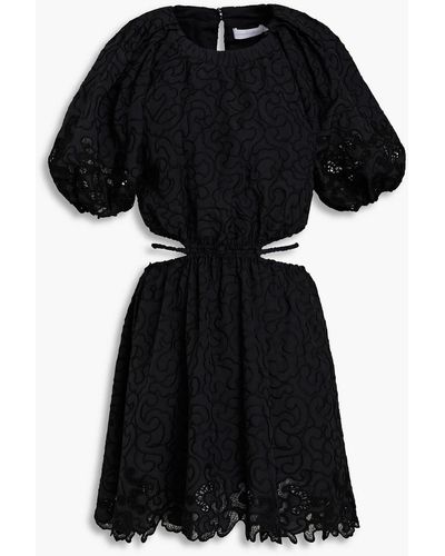 Jonathan Simkhai Anaise Cutout Embroidered Crepe De Chine Mini Dress - Black