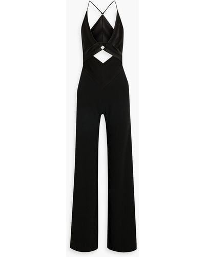 Galvan London Prism Satin And Crepe Wide-leg Jumpsuit - Black