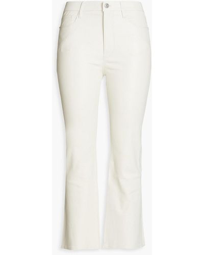 FRAME Le Cropped Mini Boot Leather Bootcut Pants - White