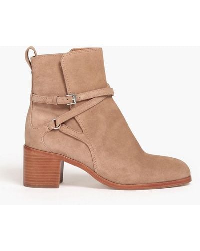 Rag & Bone Buckled Suede Ankle Boots - Natural