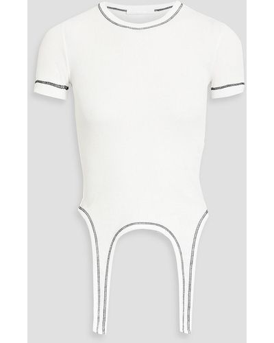 Helmut Lang Cropped t-shirt aus geripptem baumwoll-jersey - Weiß