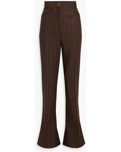 Acne Studios Striped Wool And Cotton-blend Flared Pants - Brown