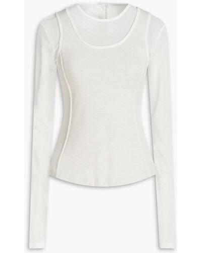 LVIR Layered Cotton-blend Jersey And Mesh Top - White