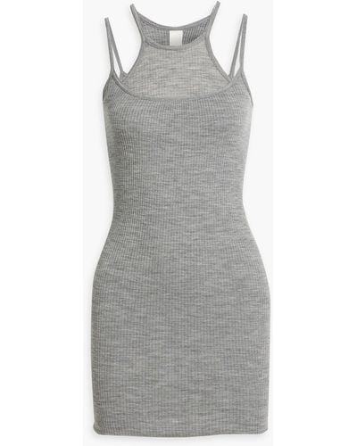Dion Lee Layered Ribbed Wool And Silk-blend Jersey Mini Dress - Grey