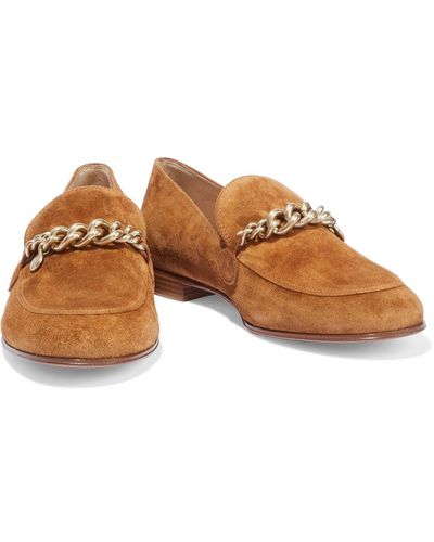 Gianvito Rossi Kenton Chain-embellished Suede Loafers - Brown