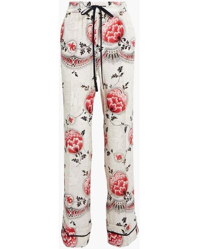 RED Valentino Printed Silk Crepe De Chine Straight-leg Trousers - Red