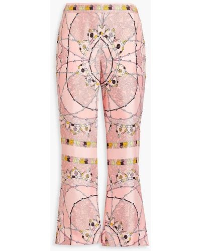 Emilio Pucci Kick-flare-hose aus seiden-twill mit print - Pink