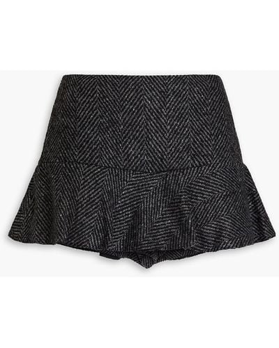 RED Valentino Skirt-effect Herringbone Bouclé-tweed Shorts - Black