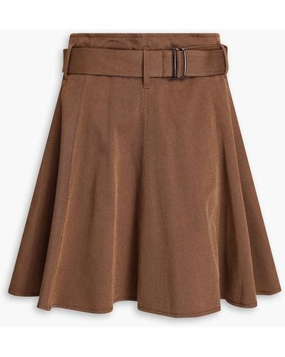 Brunello Cucinelli Belted Cotton-blend Twill Mini Skirt - Brown