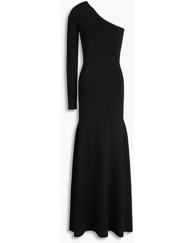 Victoria Beckham One-sleeve Stretch-knit Maxi Dress - Black