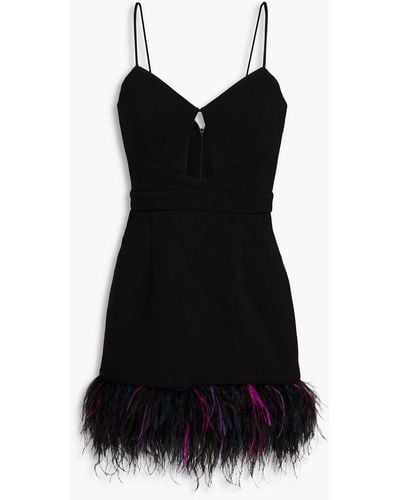 Rebecca Vallance Bronx Feather-embellished Cutout Crepe Mini Dress - Black