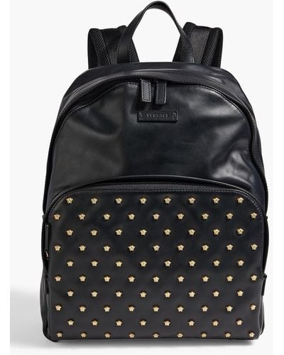 Versace La Medusa Embellished Leather Backpack - Black