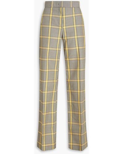MSGM Prince Of Wales Checked Crepe Straight-leg Trousers - Natural