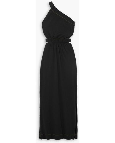 Bassike One-shoulder Cutout Cotton-jersey Midi Dress - Black